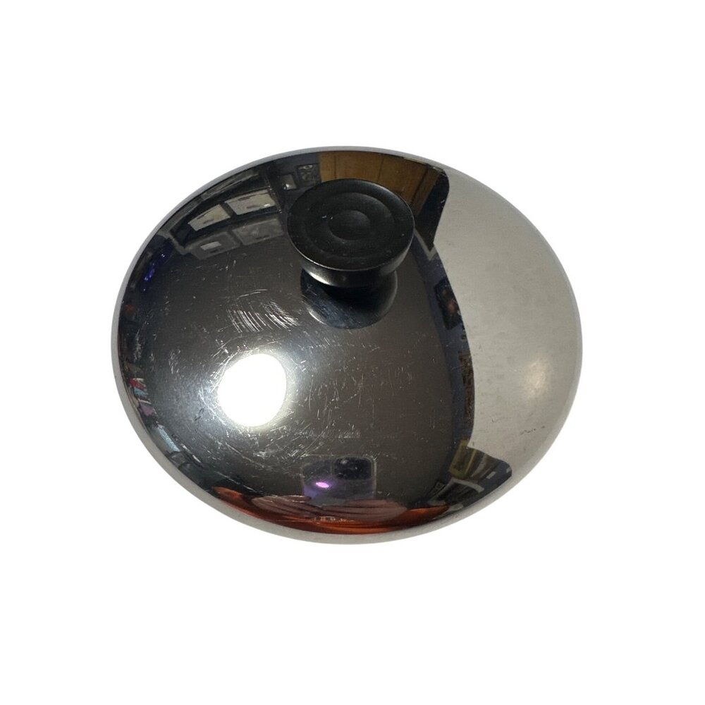Vintage Revere Ware Stainless Steel 3qt Lid With Black Knob For Cookware Or Pots